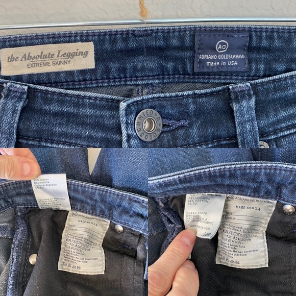 AG ADRIANO GOLDSCHMIED The Absolute Legging Extreme Skinny Jeans Size 25 Dark - Picture 9 of 13